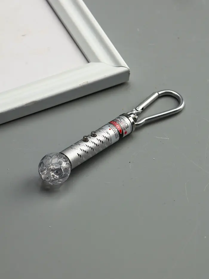 Фонарик - лазер брелок для ключей на карабине &laquo;Шар&raquo;, МИКС