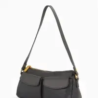 Сумка женская багет TEXTURA на молнии, 27&times;8&times;13 см, тёмно-серая