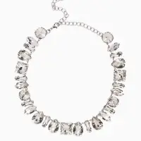 Колье &laquo;Драгоценность&raquo;, геометрия, белое в серебре, 32 см