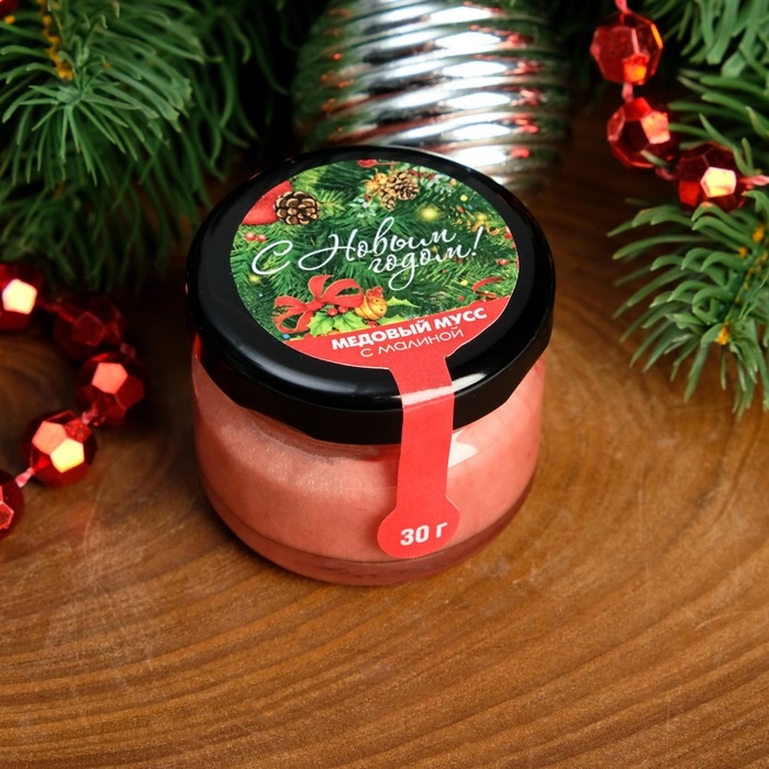 Новый год. Медовый мусс  Новый год. Медовый мусс "Счастливого Нового года", с малиной, 30 г