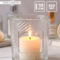 Подсвечник стеклянный &laquo;Наклонные линии&raquo; 350 мл, 8.5&times;8.5&times;10 см