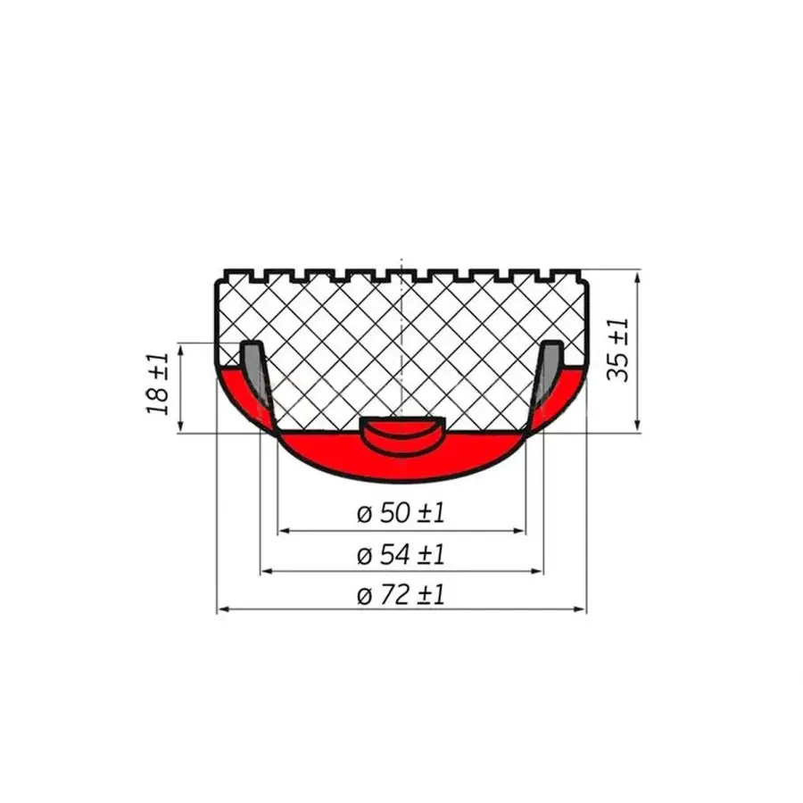 Опора резиновая для подкатного домкрата AVS RFJ-50 (D-72/50 мм, H-35 мм)