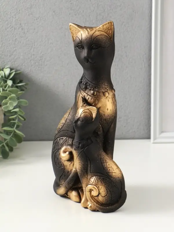 Копилка для денег &laquo;Коты Фараоны&raquo;, гипс, чёрная в золоте, 27.5&times;15&times;9 см