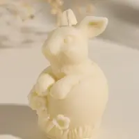 Свеча пасхальная "Заяц с цветами" 6х10 см, бежевый