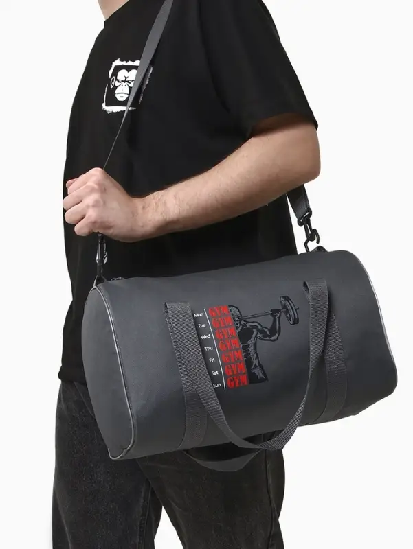 Сумка спортивная на молнии TEXTURA, с подкладкой, длинный ремень, маленький размер, серая