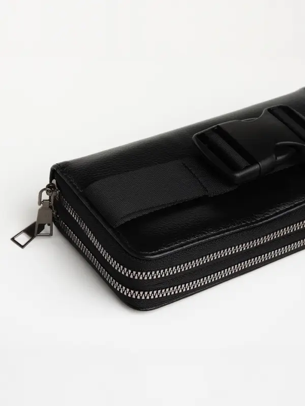 Сумка мужская на плечо TEXTURA, портмоне - клатч, чёрная