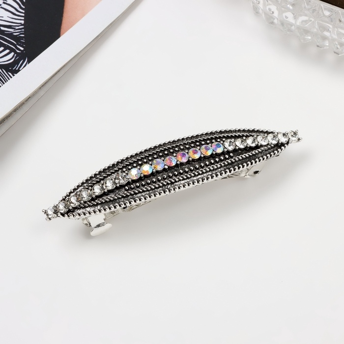 Заколка-автомат Заколка-автомат "Роуз" полоса блеск классик, 9,5 см, серебро