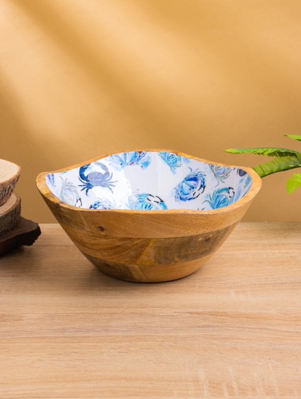 Салатник "Крабы" дерево манго 23х23х10,5 см