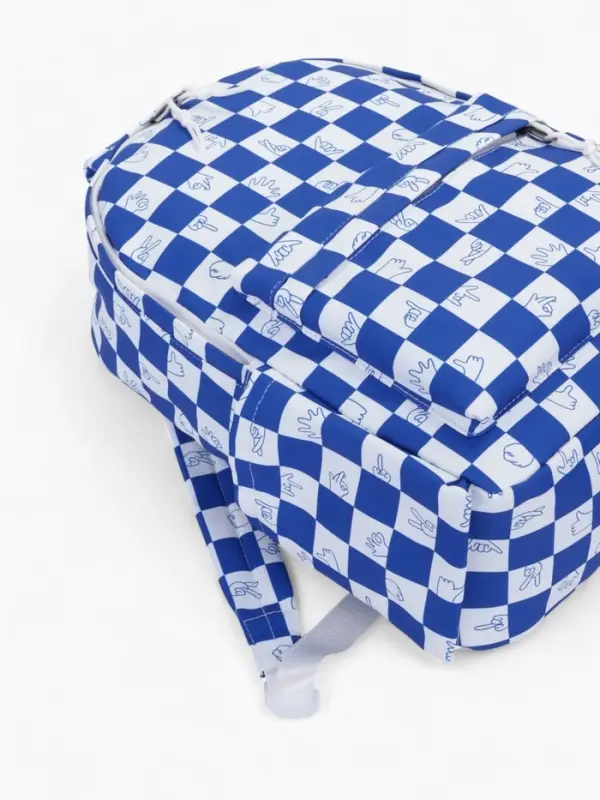 Рюкзак молодёжный на молнии, с карманами, в клетку, размер 30&times;13.5&times;41 см, синий