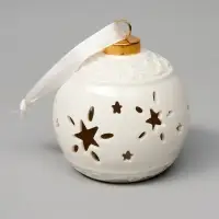 Ёлочный шар с подсветкой &laquo;Звёздочки&raquo;, 10&times;8.8&times;8.8 см, 1 LED, керамика, от батареек LR44&times;3, керамика, свечение тёплое белое