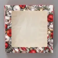 Коробка подарочная новогодняя, складная 20&times;20&times;4 см &laquo;Елочные шарики&raquo;