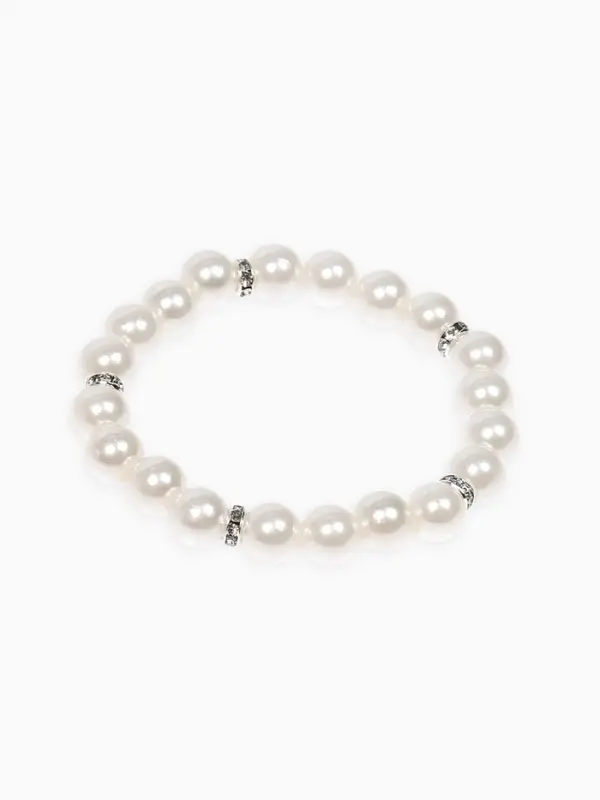 Набор детский &laquo;Выбражулька&raquo; 2 предмета: бусы, браслет d=6 см. жемчуг, белый в серебре