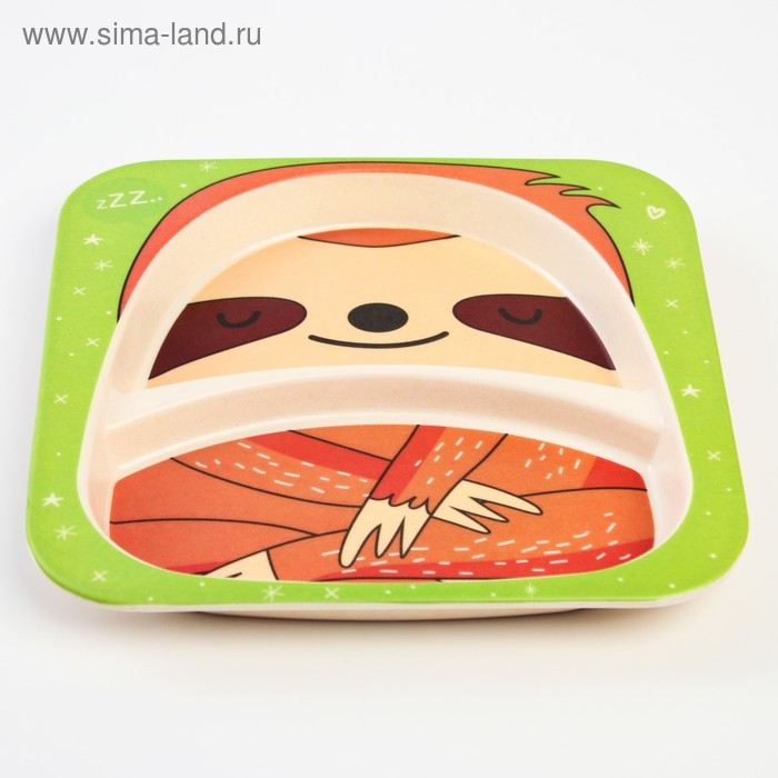 Набор бамбуковой посуды «Ленивец», 5 предметов: тарелка, миска, стакан, вилка, ложка Набор бамбуковой посуды «Ленивец», 5 предметов: тарелка, миска, стакан, вилка, ложка