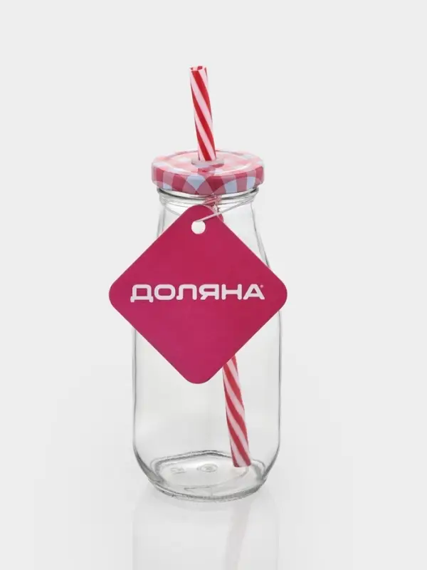 Бутыль &laquo;Лаконичность&raquo;, 350 мл, с крышкой и трубочкой, 6.5&times;15.5 см, стекло