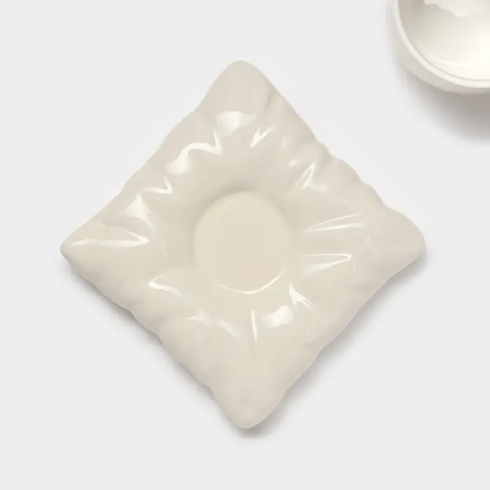 Чайная пара &laquo;Зефирка&raquo;, 3 предмета: чашка 250 мл, блюдце d=13.7 см, ложка, керамика, бежевая