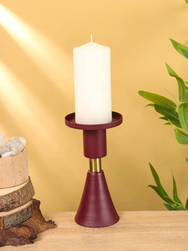 Подсвечник на 1 свечу текстурный "Баклажановый" 10,5х10,5х19,5 см