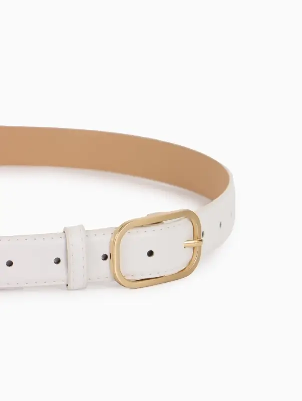 Ремень женский, 110&times;3 см, классическая пряжка металл, белый