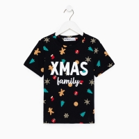 Футболка детская KAFTAN "Xmas family" , размер 28 (86-92), цвет чёрный