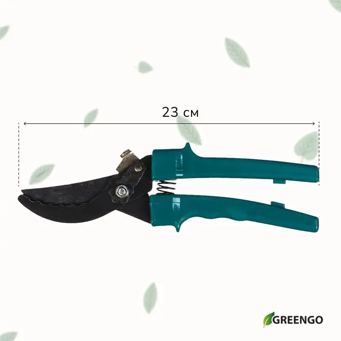 Секатор плоскостной, 9" (23 см), с пластиковыми ручками, МИКС