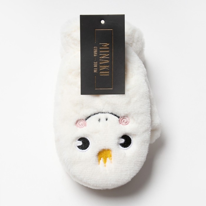 Варежки подростковые на иск.меху MINAKU Корона 19 см молочный