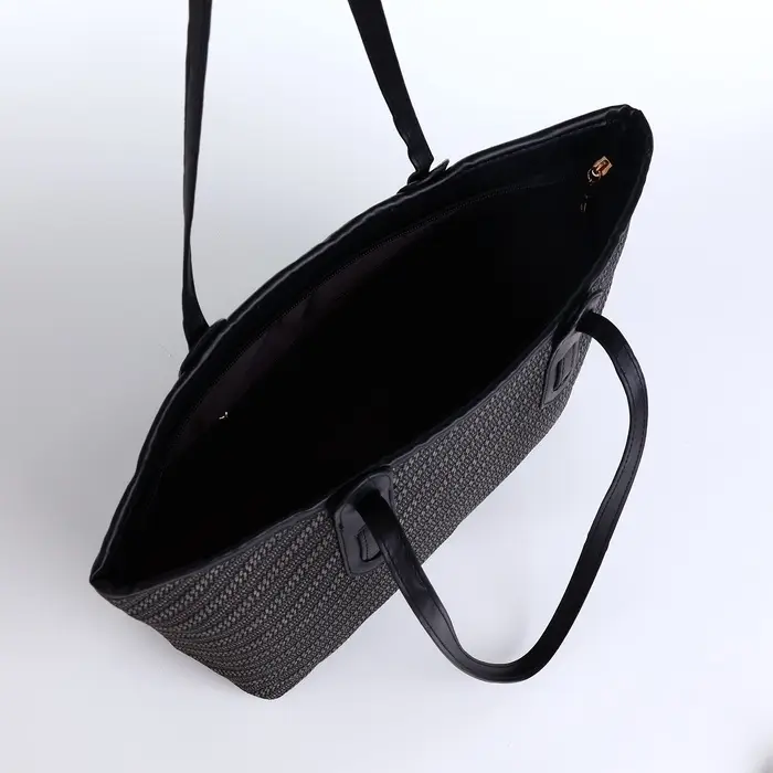 Сумка женская тоут на молнии, 30&times;11&times;25 см, чёрная