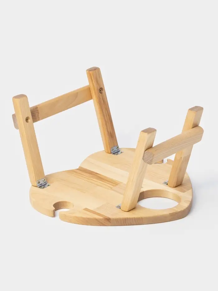 Столик - поднос для вина в форме сердца Adelica, с менажницей и складными ножками, на 2 персоны, d=30&times;1.8 см, дерево берёза