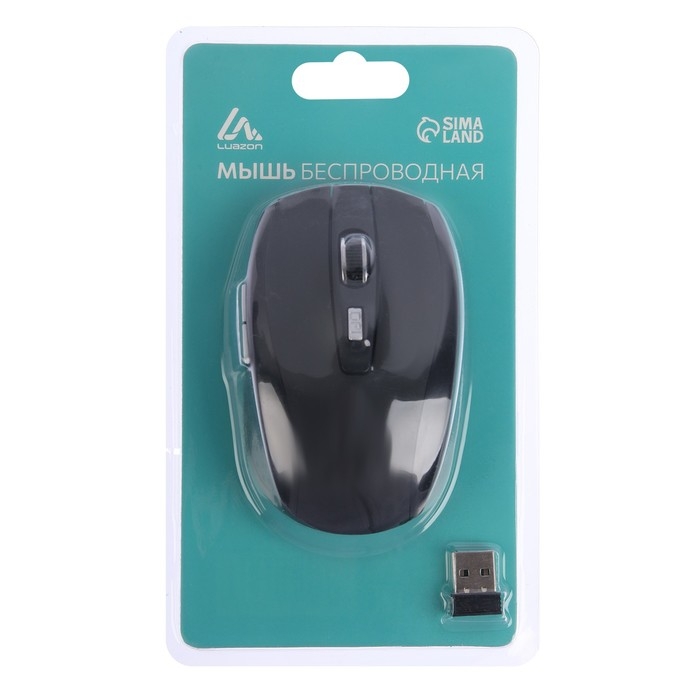 Мышь Luazon MB-1.1, беспроводная, оптическая, 3200 dpi, от 2 батареек, USB, чёрная Мышь Luazon MB-1.1, беспроводная, оптическая, 3200 dpi, от 2 батареек, USB, чёрная