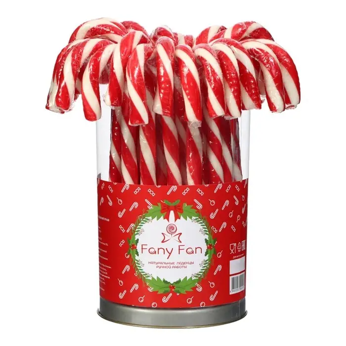 Карамель леденцовая новогодняя Fany Fan, трость, со вкусом клубники, 26 г Карамель леденцовая новогодняя Fany Fan, трость, со вкусом клубники, 26 г