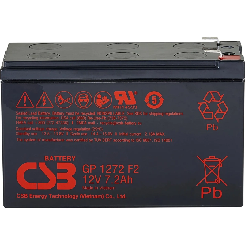 Батарея для ИБП CSB серия GP, GP1272 F2 CSB, 12В/7.2Ач, клеммы F2