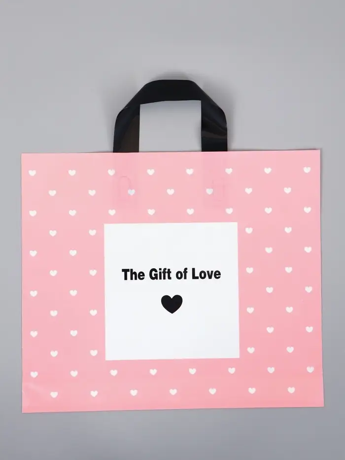 Пакет с петлевой ручкой "Подарок любви" 35 х 30 х 8, см, 60 мкм