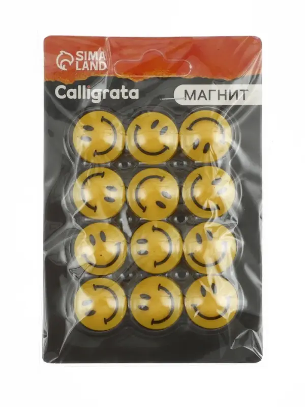 Магниты для доски, &laquo;Смайл&raquo;, d=2 см, набор 12 штук, блистер, Calligrata