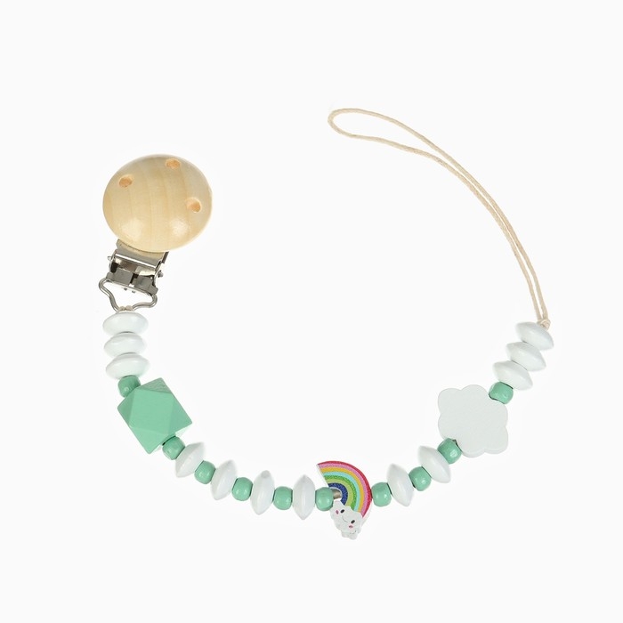 Держатель для соски - пустышки «Радуга», деревянный, цвет бирюзовый