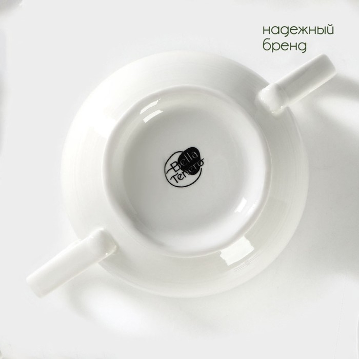 Сахарница фарфоровая на бамбуковой подставке BellaTenero, 500 мл, цвет белый Сахарница фарфоровая на бамбуковой подставке BellaTenero, 500 мл, цвет белый