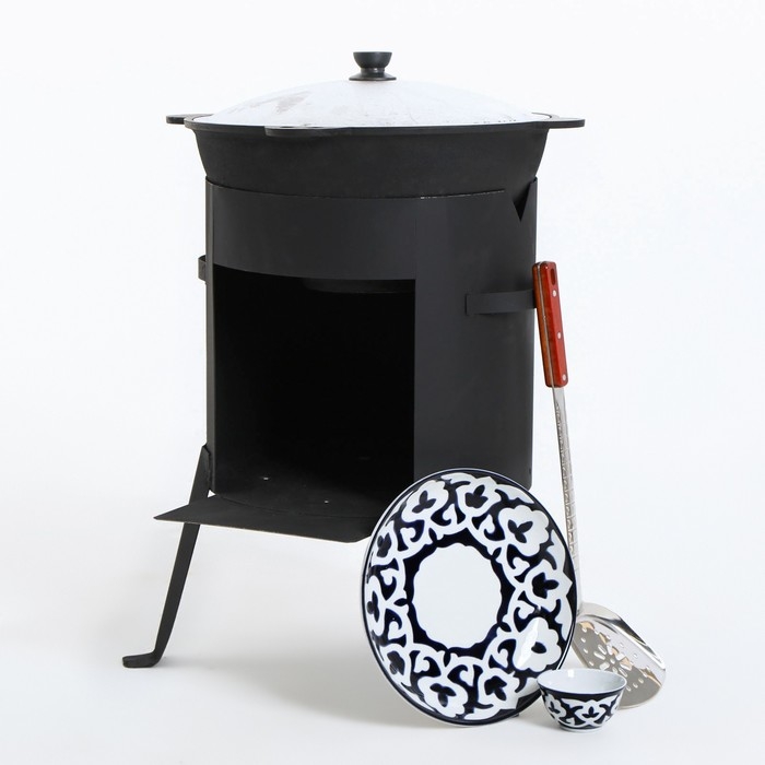 Набор для плова 5 предметов, казан 10л, печь под казан, соусник, ляган 28см, шумовка 45см Набор для плова 5 предметов, казан 10л, печь под казан, соусник, ляган 28см, шумовка 45см