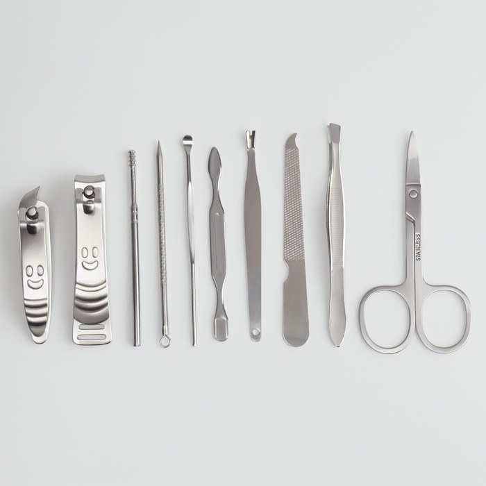 Набор маникюрный «Люси», 10 предметов, кожзам-чехол, цвет ментоловый