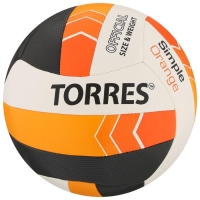 Волейбольный мяч TORRES Simple Orange, V32125, машинная сшивка, 18 панелей, р. 5, TPU