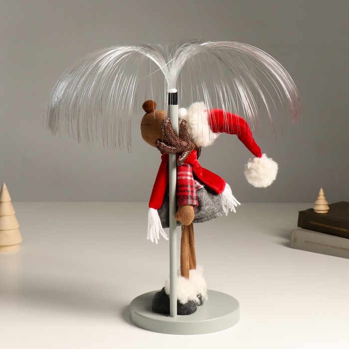 Кукла интерьерная свет Кукла интерьерная свет "Лосик девочка в клетчатой кофте, серой юбке, у фонаря" 17х17х43,5 см 94880