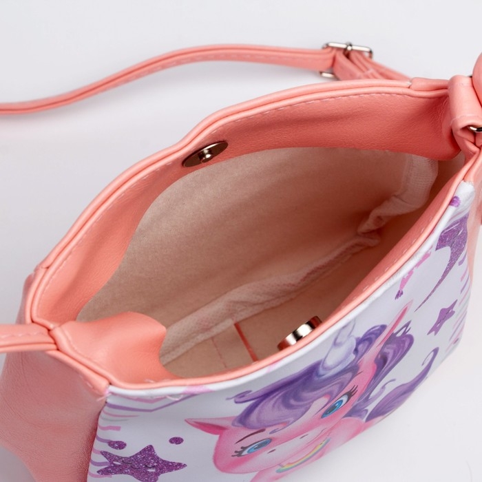 Сумка детская для девочки «Радужный единорог», отдел на кнопке, цвет розовый, 17х12х5 см Сумка детская для девочки «Радужный единорог», отдел на кнопке, цвет розовый, 17х12х5 см