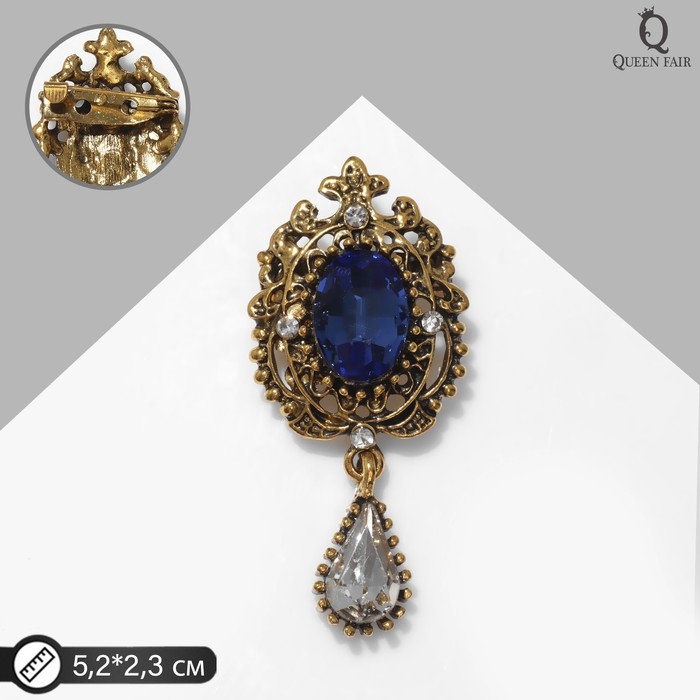 Брошь «Императрица» ночь, цвет сине-белый в чернёном золоте Брошь «Императрица» ночь, цвет сине-белый в чернёном золоте