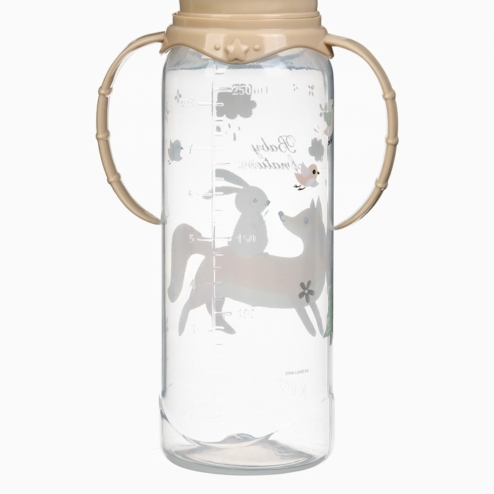 Бутылочка для кормления «Лесные друзья» 250 мл, цилиндр, с ручками, цвет бежевый Бутылочка для кормления «Лесные друзья» 250 мл, цилиндр, с ручками, цвет бежевый