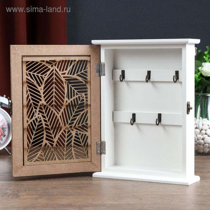 Ключница дерево 5 крючков Ключница дерево 5 крючков "Зелёные листья" 25,5х19х6 см