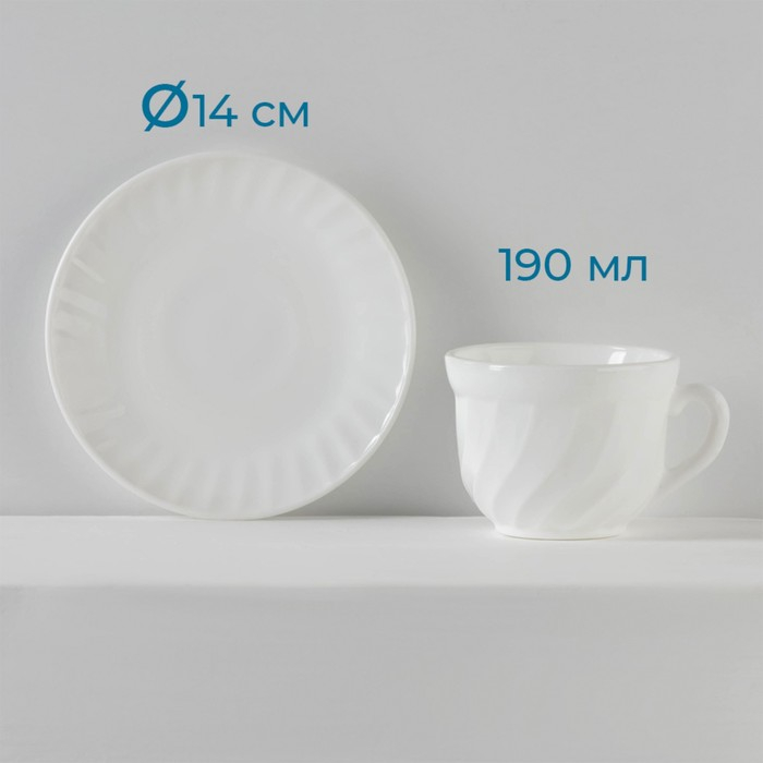 Сервиз чайный Доляна «Дива», 12 предметов: 6 чашек 190 мл, 6 блюдец, стеклокерамика Сервиз чайный Доляна «Дива», 12 предметов: 6 чашек 190 мл, 6 блюдец, стеклокерамика