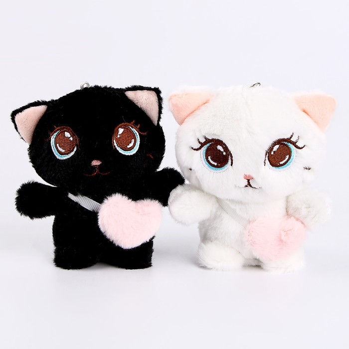 Мягкая игрушка «Кот с сердцем», на брелоке, 11 см, цвета МИКС Мягкая игрушка «Кот с сердцем», на брелоке, 11 см, цвета МИКС