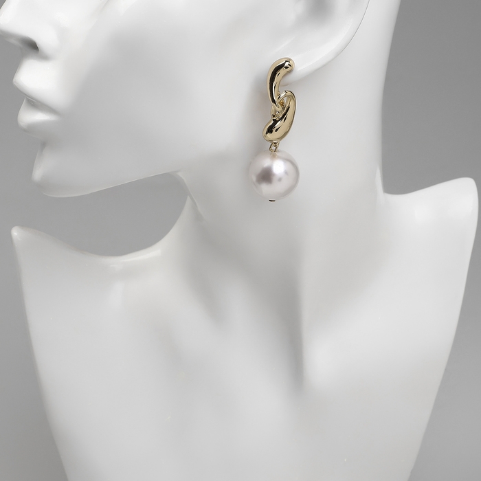 Серьги с жемчугом «Бусина» миниатюрность мах, цвет золото Серьги с жемчугом «Бусина» миниатюрность мах, цвет золото
