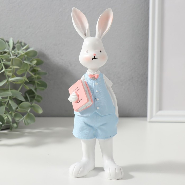 Сувенир полистоун Сувенир полистоун "Зайка в бежевом платье/Заяц в шортах и жилетке" МИКС 19,5х4,5х6,5 см