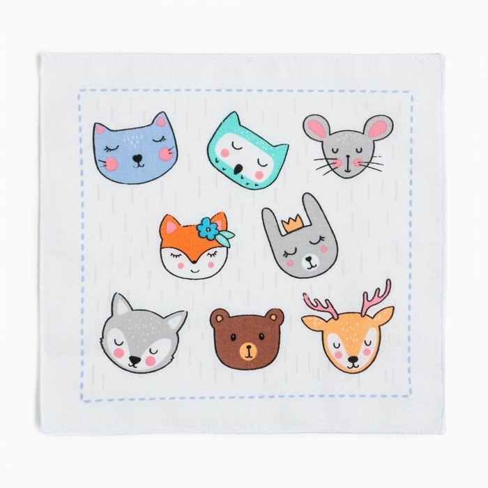 Набор носовых платков Крошка Я Набор носовых платков Крошка Я "Зверята" 21*21 см-12 шт, цв. МИКС, 100% хл