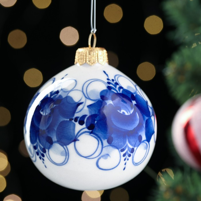 Сувенир на ёлку Сувенир на ёлку "Шар", D=7 см, гжель