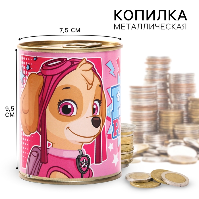 Копилка металлическая, 9,5 см х 7,5 см х 7,5 см  Копилка металлическая, 9,5 см х 7,5 см х 7,5 см "Скай", Щенячий патруль