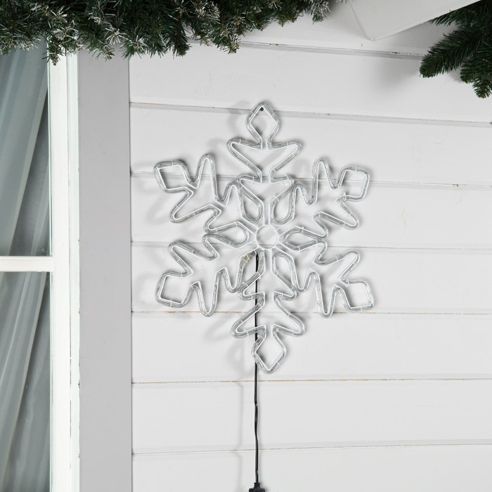 Светодиодная фигура «Снежинка», 54 см, дюралайт, 120 LED, 220 В, мерцание, свечение синий/белый