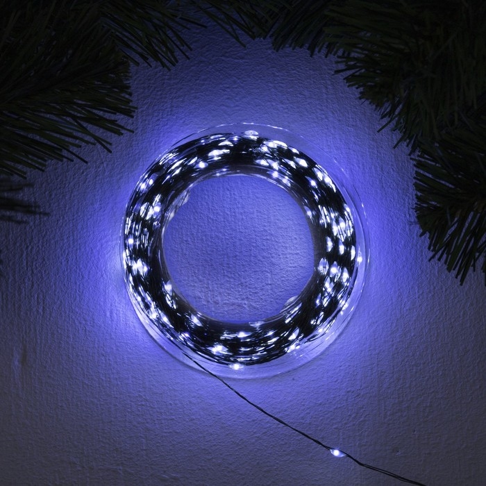 Гирлянда «Нить» 50 м роса, IP44, зелёная нить, 500 LED, свечение белое, 8 режимов, 31 В Гирлянда «Нить» 50 м роса, IP44, зелёная нить, 500 LED, свечение белое, 8 режимов, 31 В